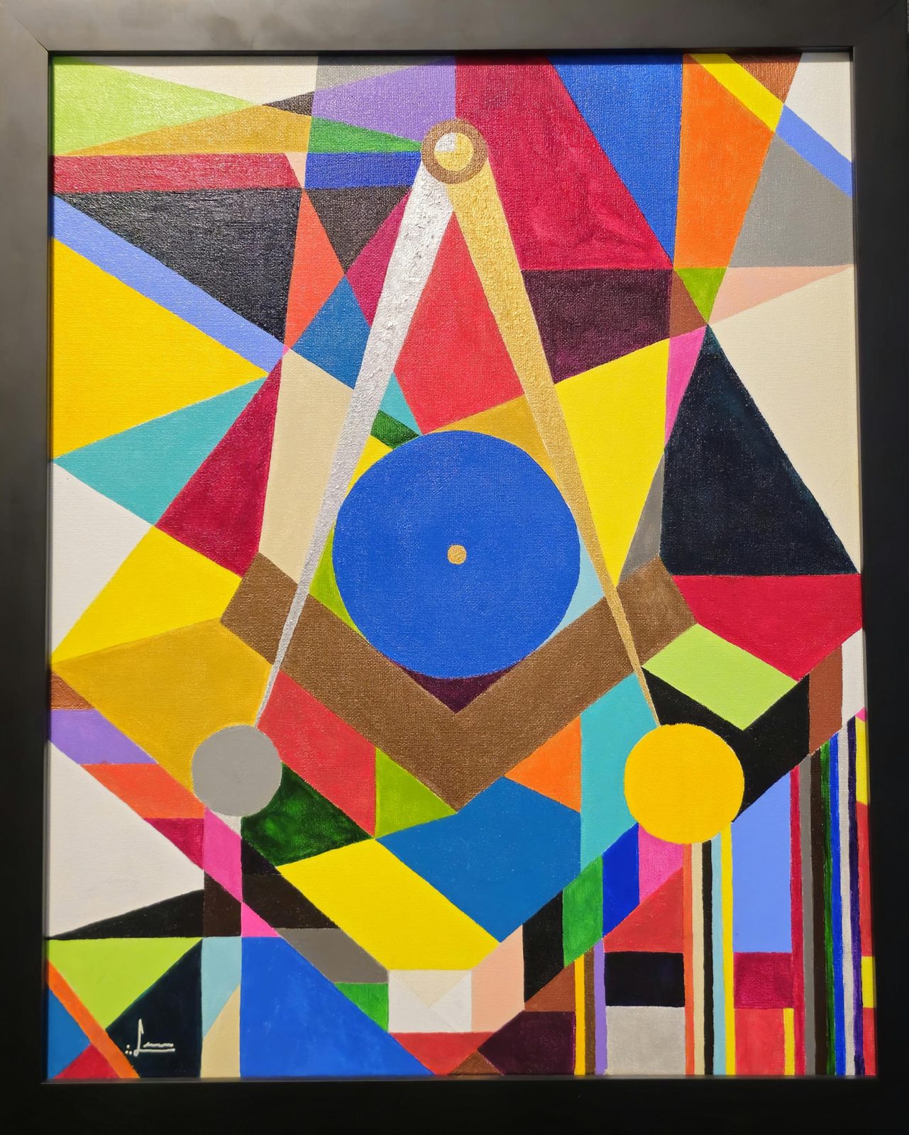 The Architect — Square and Compasses geometric abstract painting by Freddy Lebron